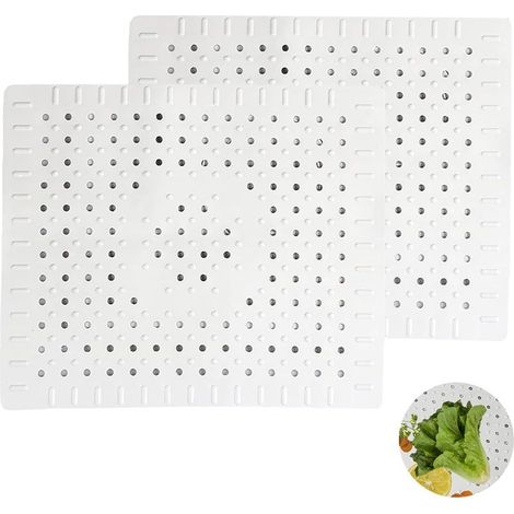 Tapis d'évier 2 pièces - tapis égouttoir - Tapis d'évier - Pour cuisines et éviers - Caoutchouc - Blanc (1/5)