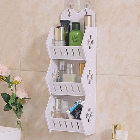 Wandmontiertes Aufbewahrungsregal zur einfachen Montage ohne Bohren für Badezimmer und Schlafzimmer, ideal zur Aufbewahrung Ihrer Kosmetikartikel. (1/5)