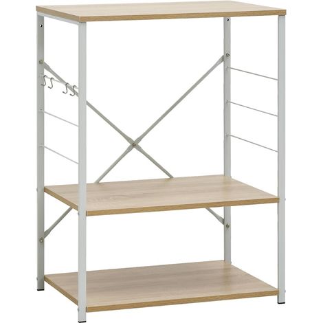vidaXL Microwave Cabinet White and Oak 60x39,6x79,5 cm Engineered Wood (1/5)