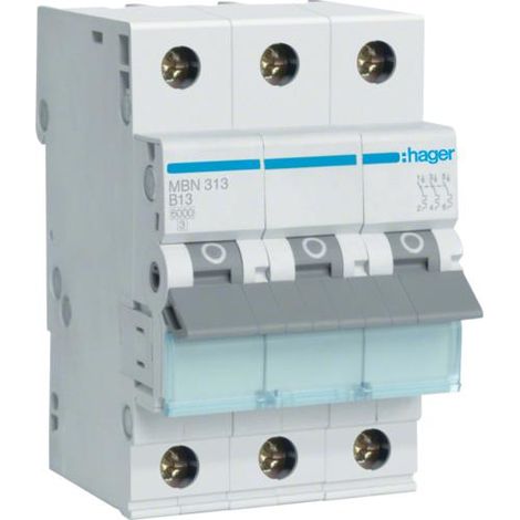 Hager Interruttore Tripolare 13 A Caratteristica B 6 kA