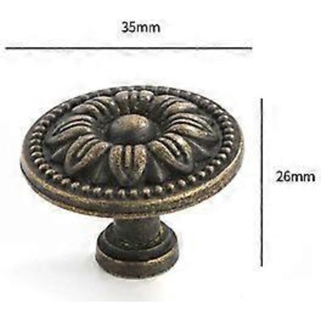 Lot de 4 boutons ronds simples en bronze, style européen, pour meubles (35 mm)