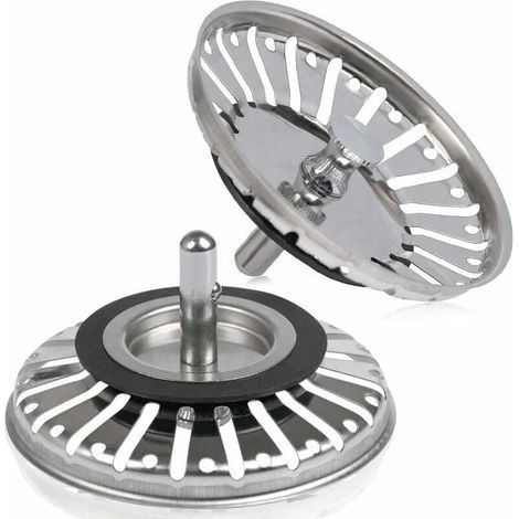 2pcs Filtre à évier/bouchon de bonde pour évier bouchon d'évier trou Passoire de cuisine/salle de bain diamètre de 84 mm avec embout à boule, en acier inoxydable (1/5)