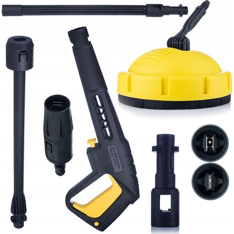 Rosfix Set Hochdruckpistole mit Vario-Lanze & T-Racer Bürste – Ersatzteil für Hochdruckreiniger Kärcher K2–K7 Bayonet & Click Connect 150 bar, 60 °C Terrassenreiniger
