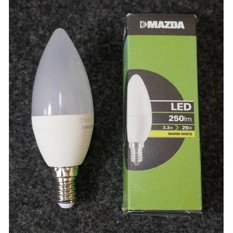 Ampoule LED 3.2W flamme dépolie chaud 2700K 250lm culot E14 230V non-dimmable MAZDA
