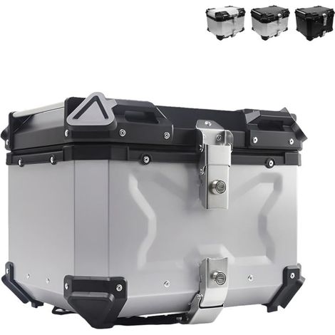 Coffre arrière de moto 55 litres universel Maverick L - Noir - Silver
