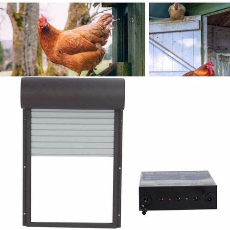 KZQ Automatic Chicken Coop Door, Solar Powered Metal Roller Shutter Door with Timer for Chicken, Duck, Poultry, Chicken Door Opener (1/3)