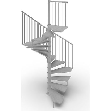 Escalier colimaçon 15 marches - Haut. à franchir 3.08m à 3.60m - Ø 120cm - Trémie carrée - struct. grise et marches couleur béton - TEKLA120/SGMCIM-15
