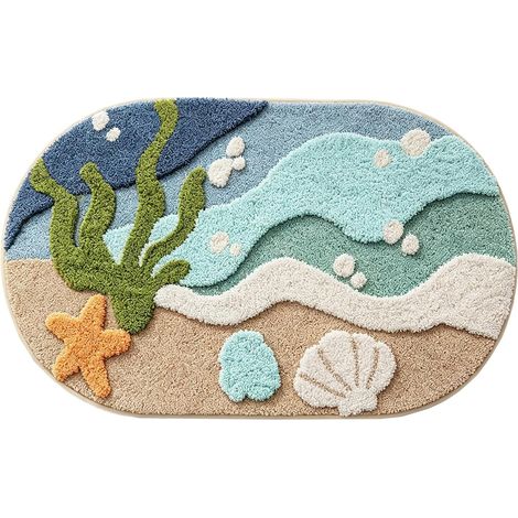 Tapis Bain Antidérapant Lavable, Tapis Antidérapant Douche, Tapis Salle Bain Antidérapant, Bathroom Rug, Adapté pour Salon, Chambre, Cuisine, Salle De Bain, Lavabo（80×50 cm (B) (1/5)