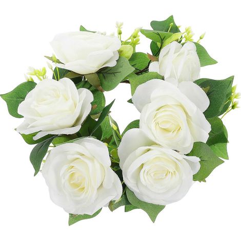 Anneaux de chandelier décoratifs pour mariage ornés de fleurs artificielles, adaptés à la décoration de table, dimensions : 25 x 25 x 7 cm, 1 ensemble. (1/5)