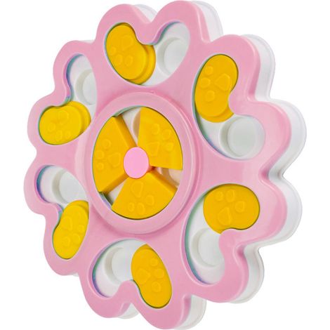 Jouet distributeur de croquettes interactif pour chiens et chats, forme mignonne, rose. (1/5)