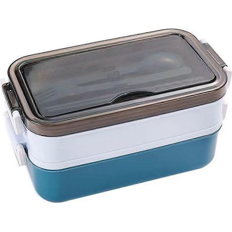 Boîte à bento pour étudiants, enfants et employés de bureau (bleue) (1/5)