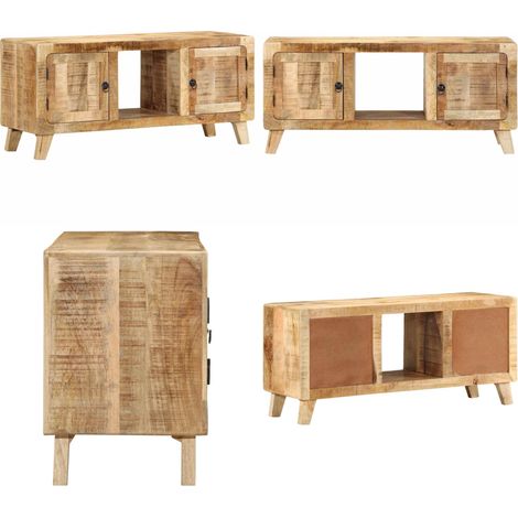 vidaXL Meuble TV 105x46x32 cm bois massif de manguier brut (1/5)