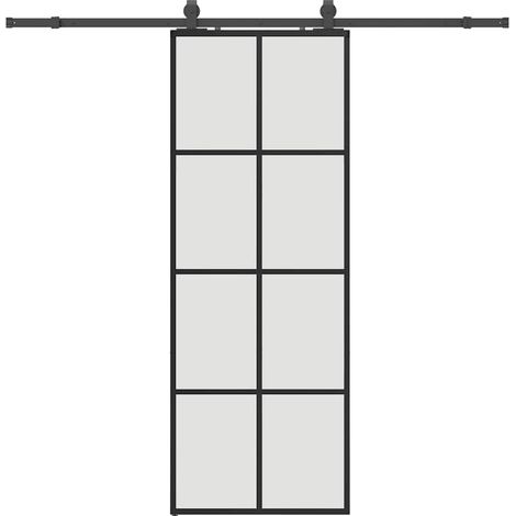 Maison Exclusive - Schiebetür mit Beschlag Schwarz 76x205 cm ESG-
