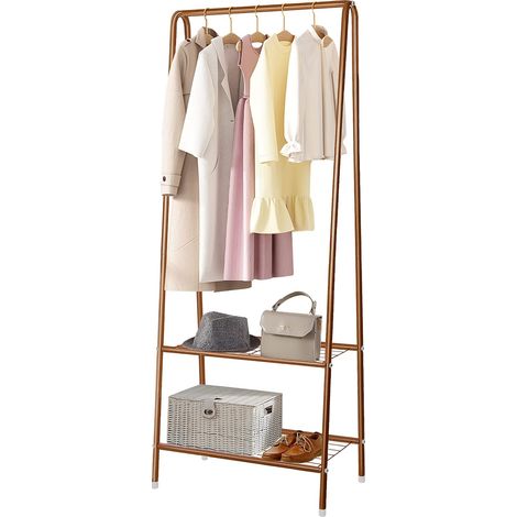 Youyijia Clothes Rail Small Clothe Rack Heavy Duty Metal Garment Rack 60cm x 151cm Garment Rail with Shelves Coat Stand Hanging Rail for Clothes (Coffee)