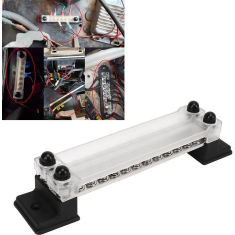 24-Kanal DC 12-48V AC 110-300V 150A Busklemmenverteilerblock, zweireihig mit Abdeckung, geeignet für Wohnmobile und Schiffe, ohne Sockel. (1/5)
