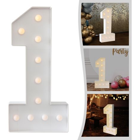 Senderpick – Chiffres lumineux 100cm 1 – 10 ampoules LED – Alimentation par 3 piles AA – Décoration d'anniversaire et événements festifs