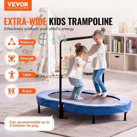 Mini trampoline pliable pour enfant, 1435 x 970 mm, fitness rebounder pour tout-petits avec poignée, cadeau d'anniversaire pour enf… (1/5)