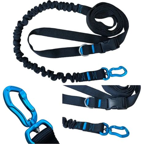 Guinzaglio con ammortizzatore 280cm NERO Regolabile Sport 400kg (1/5)