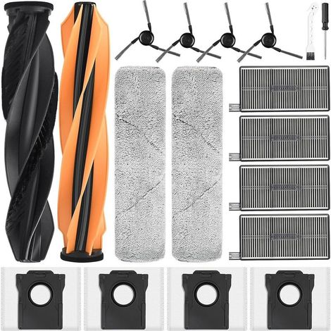 18-teiliges Set – Zubehör für Saugroboter – Ersatzteile – Walzen, Bürsten, Filter, Beutel für Dreame Aqua10 Ultra Track Complete – Schwarz – Verschiedene Größen (1/5)