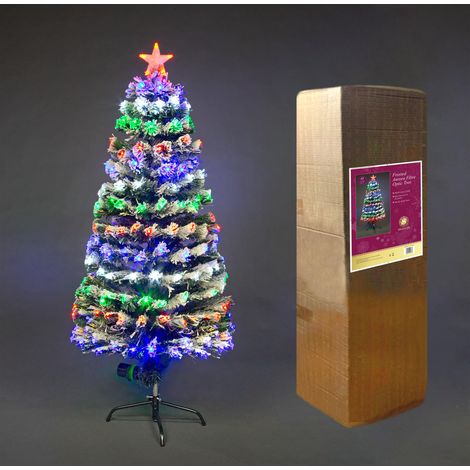 6ft 180cm Pre Lit LED Fibre Optic Christmas Tree With Snow Xmas Home Decor Decorations (1/5)