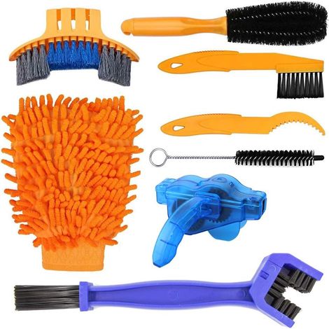 Kit de limpieza de 8 piezas para bicicletas MTB BMX con cepillos y limpiador de cadena incluidos (1/5)