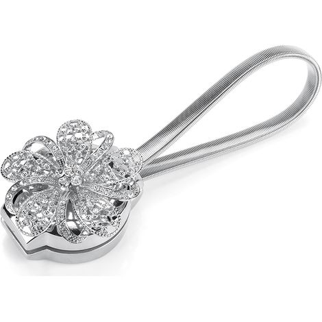 Pince à rideau magnétique rétractable en forme de fleur, boucle porte-ceinture, accessoires de ceinture, couleur argent (1/4)