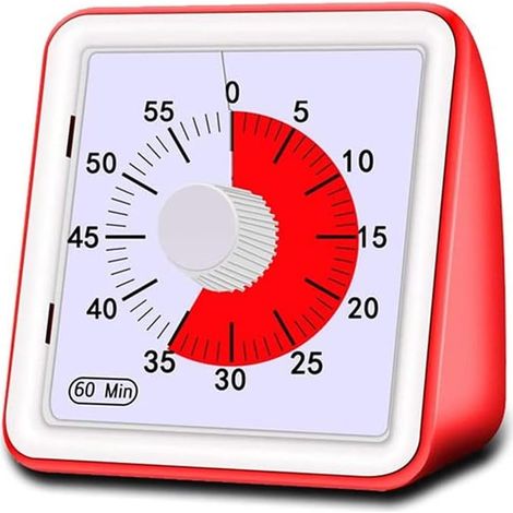 Visueller Analogtimer, geräuschloser Countdown-Timer, Zeitmanagement-Tool für Kinder und Erwachsene (Rot) (1/3)