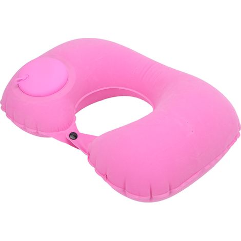 Coussin de pression gonflable en forme de U pour appui-tête souple et protection cervicale, pour voiture, bureau, avion (rose) (1/5)