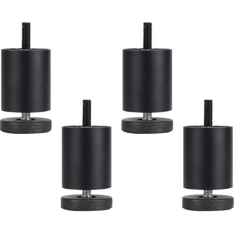 Pieds de meuble réglables en aluminium avec tige filetée, pieds de table en métal, pieds de canapé, noir mat, lot de 4 (6 cm/2,4 po) (1/5)