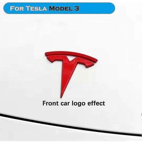 Lot de 3 autocollants logo volant Tesla Model 3 (rouge)