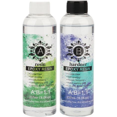 Colle Résine Époxy Transparente, Résistante UV, Sans Odeur, DIY Loisirs Créatifs pour Bijoux, Bois, Finition, Kit 2 Pièces (1/5)