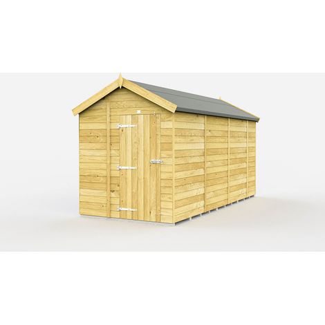 6 x 14 Feet Apex Shed - Single Door Without Windows - Wood - L417 x W175 x H217 cm