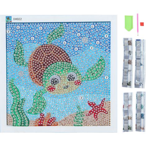 Rhinestone Painting Kit Cartoon Tortoise Fadelss Shiny Sparkling Waterproof Hands On Ability 5D Rhinestone Painting (1/5)