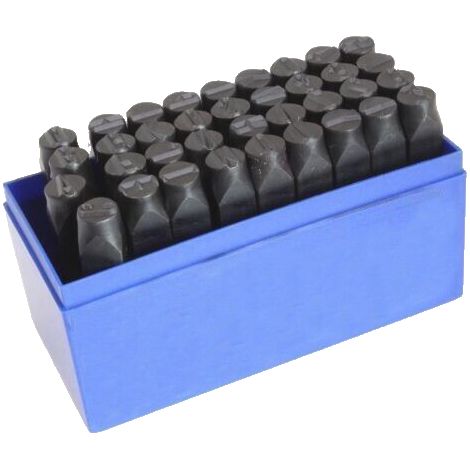Juego de punzones o troqueles de letras y numeros 10 mm