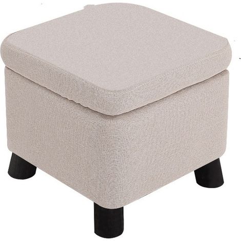 Repose-Pieds avec Rangement Beige 33x33x30cm (1/3)