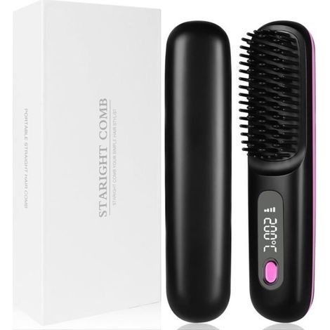 Spazzola lisciante portatile senza fili – 3 temperature regolabili da 160°C a 200°C – Display LCD – Tecnologia ceramica T-GLOSS (1/5)