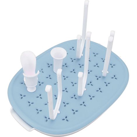 Babyflaschen-Trockengestell mit abnehmbaren Mehrfachständern, Abtropffläche und verdicktem Boden, blau (1/5)