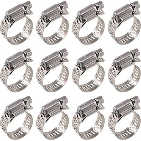 Abrazaderas de manguera Ulisem de acero inoxidable (12 unidades) - Diámetro ajustable de 32 a 44 mm (10 mm de ancho) para la fijación de tuberías y conductos (1/4)
