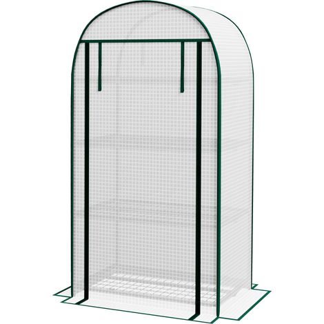 Outsunny Serra Verticale con 4 Ripiani e Copertura in PE 80x50x160 cm Bianco