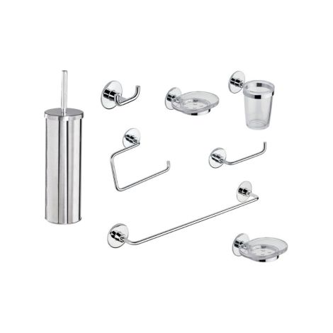 Ensemble de salle de bain Metaform Wind 8 pie'ces en acier chrome' fixation avec ruban adhe'sif double face ou vis accessoires de salle de bain