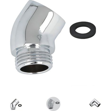 Adaptateur d'angle de pommeau de douche à 135° - Connecteur fixe G1/2" pour douchette à main et douche à effet pluie - Rallonge de pommeau de douche avec joint d'étanchéité pour montage sur tuyau de (1/5)