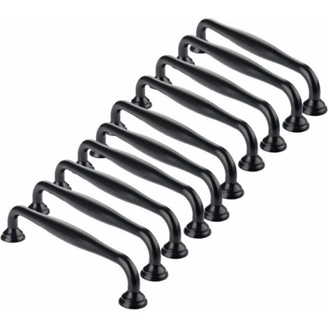 Poignée de meuble-10pcs Poignée de Porte Noir Bâton Cuisine Armoire Tiroir Chambre Tirer Entraxe 96mm