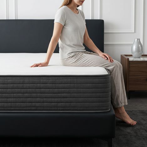 Matelas 160 x 200 cm, 22cm d'épaisseur, Matelas en mousse 2 personnes, fermeté moyenne, confortable et doux, agréable pour la peau et respirant (1/5)