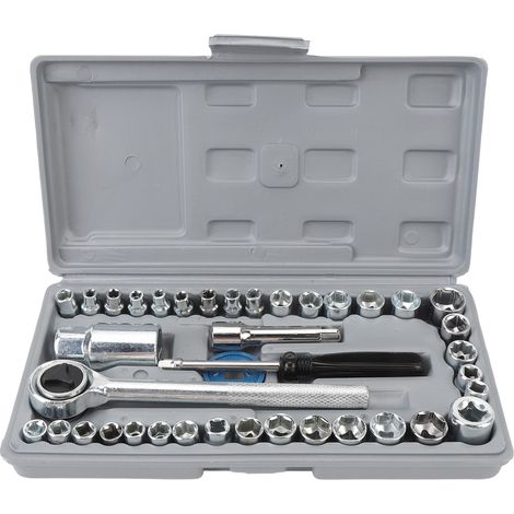 Ortviai Jeu de douilles combiné SAE/métrique 40 pièces – 1/4" et 3/8", acier au carbone, boîtier de rangement (1/5)