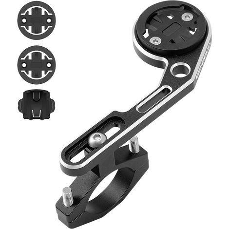 Verstellbare Fahrradcomputerhalterung, Lenkerhalterung mit Kameraadapter und Lampenhalterung – Silber