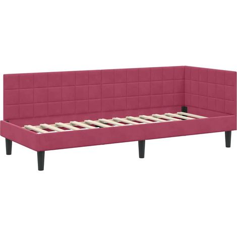 Lit simple,Lit adulte,Cadre de lit d'angle Rouge bordeaux 80 x 200 cm Velours CFW2197717 (1/5)
