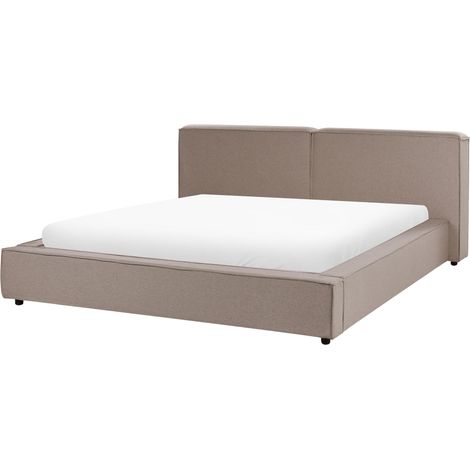 Letto classico imbottito in tessuto di poliestere EU King Size 180 x 200 cm Telaio Base a doghe Marrone chiaro Lenzuola