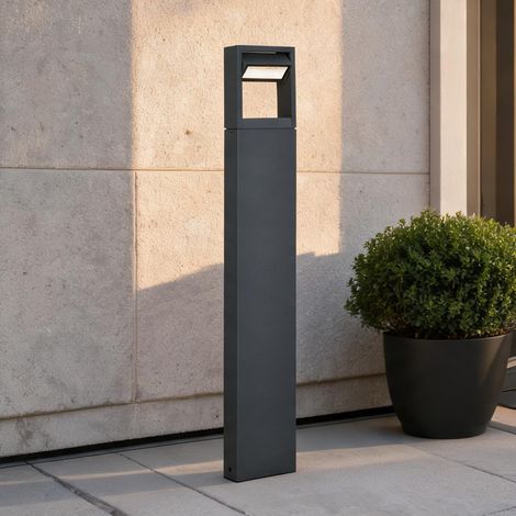 Borne lumineuse de jardin en aluminium gris avec LED blanc chaud (1/5)
