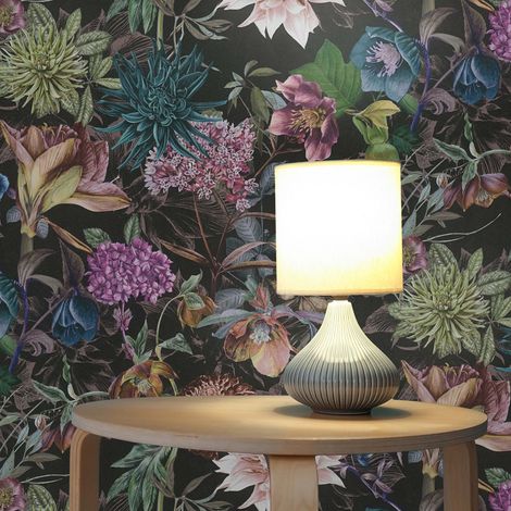 TADESSI Tapete Blumen Mario M1-No.778 Vliestapete Schwarz Grün Blumenoptik Wohnzimmer Schlafzimmer Küche (1/5)