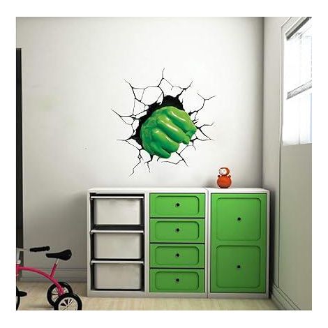 Stickers muraux Hulk - Décoration murale Hulk Avengers - Poing de Hulk - Décoration murale Marvel pour chambre d'enfant - Sticker de super-héros amovible - Papier peint - Décoration pour chambre d'enf (1/5)